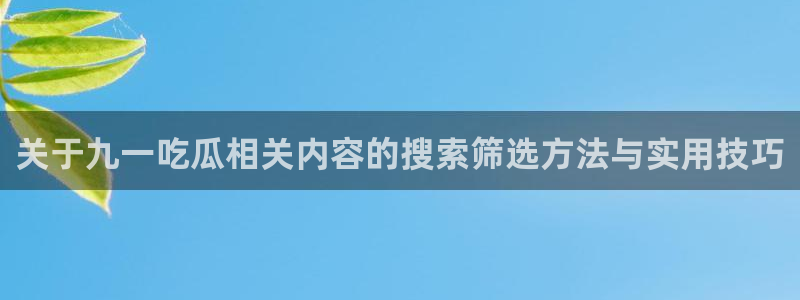 国产吃瓜:关于九一吃瓜相关内容的搜索筛选方法与实用技巧